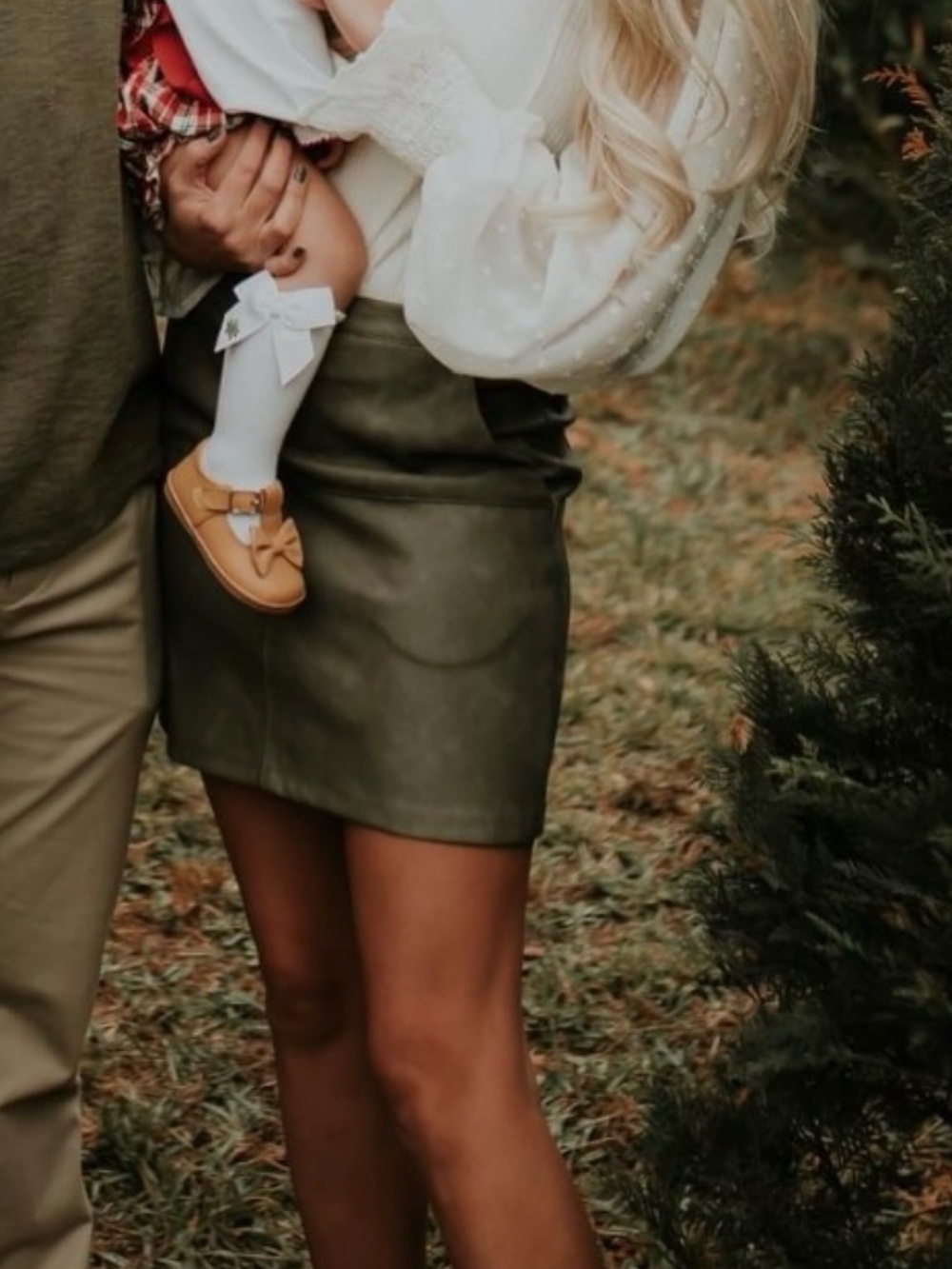 Olive Faux Leather Mini Skirt - Women